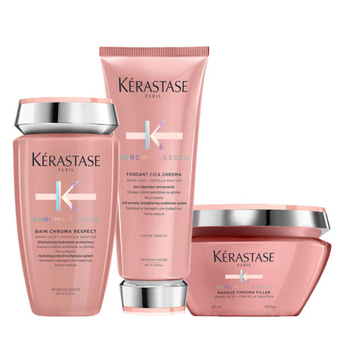 Kerastase Chroma Absolu Bain Chroma Respect Shampoo250ml Fondant Cica Chroma200ml Mask Recover 200ml