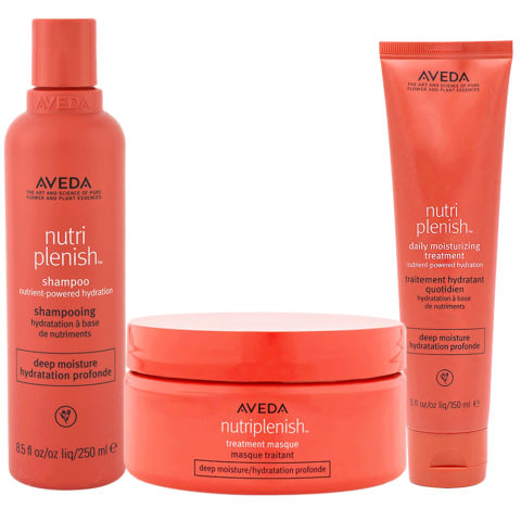 Aveda Nutri Plenish Deep Moisture Shampoo 250ml Masque 200ml Cream Leave-in 150ml