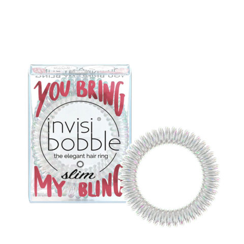 Invisibobble Slim You Bring My Bling - Elástico para cabello en espiral transparente