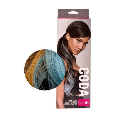 Hairdo Cola Color Splash Ginger Blonde / Blue 58 cm - cola azul sobre rubio dorado medio