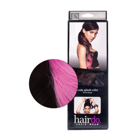 Hairdo Cola Color Splash Ebony / Pony Pink 58 cm - cola  fucsia sobre negro