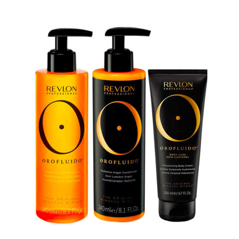 Orofluido Radiance Argan Shampoo 240ml Conditioner 240ml Body Cream 200ml