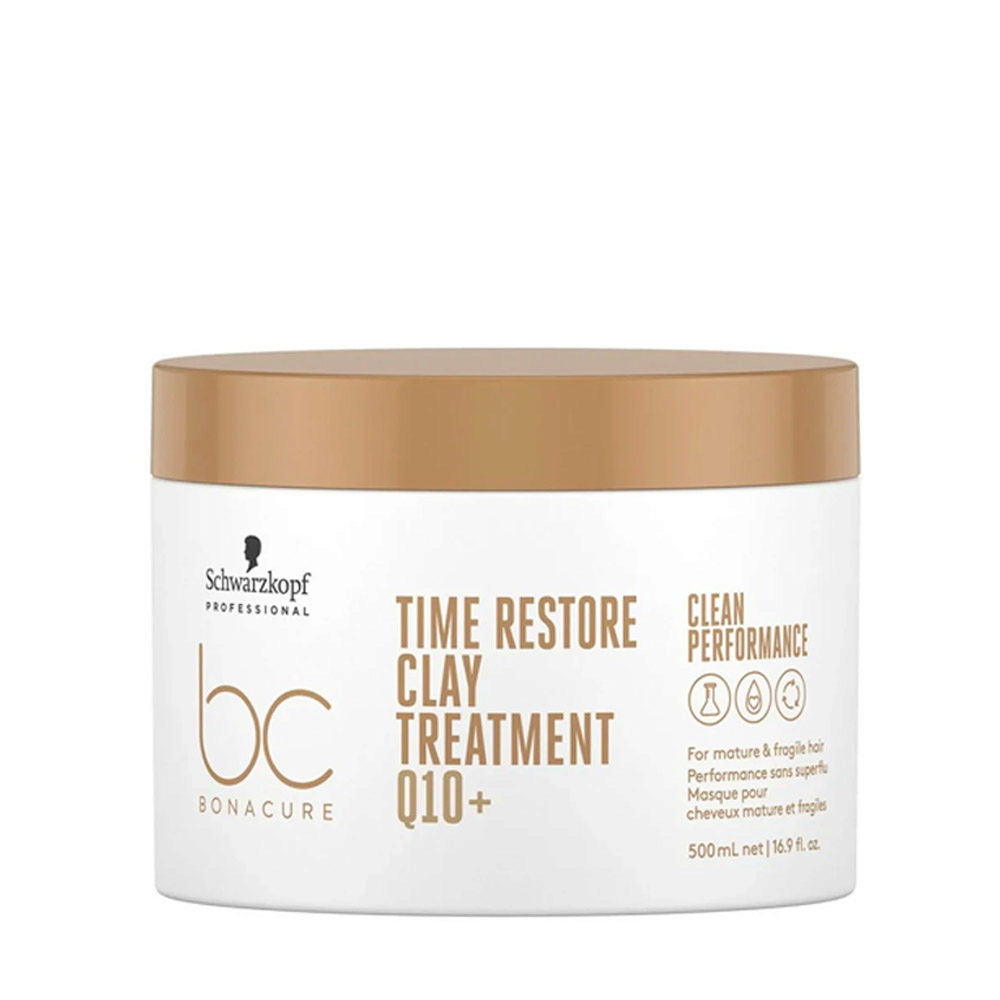 Schwarzkopf BC Bonacure Time Restore Clay Treatment Q10+ 500ml - mascarilla para cabellos maduros