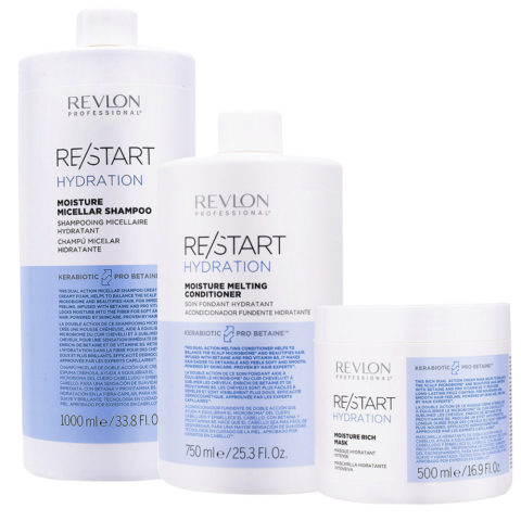 Revlon Restart Hydration Shampoo1000ml Conditioner750ml Mask500ml