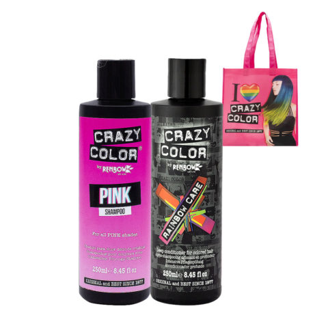 Crazy Color Shampoo Pink 250ml Deep Conditioner para cabellos coloreados 250ml + Shopper de regalo
