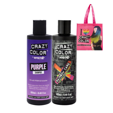 Crazy Color Shampoo Purple 250ml Deep Conditioner para cabellos coloreados 250ml + Shopper de regalo