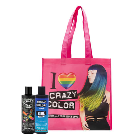 Crazy Color Shampoo Blue 250ml Deep Conditioner para cabellos coloreados 250ml + Shopper de regalo