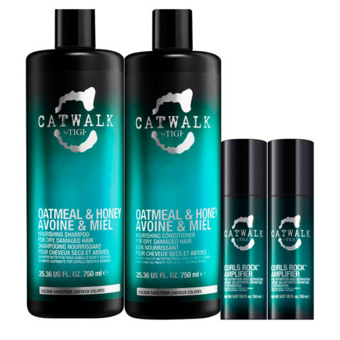 Catwalk Oatmeal & Honey Shampoo 750ml Conditioner 750ml Curls Rock Amplifier 2x150ml