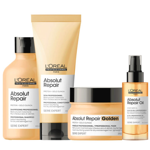 L'Oréal Professionnel Paris Serie Expert Absolut Repair Shampoo 300ml Conditioner 200ml Golden Mask 250ml Oil 10in1 90ml