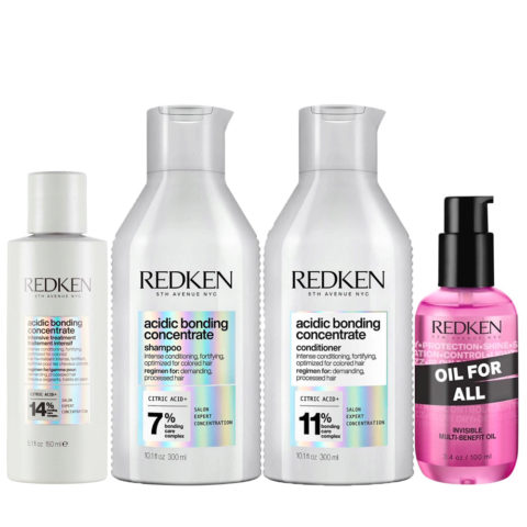 Redken Acidic Bonding Concentrate Pre Treatment 150ml Shampoo 300ml Conditioner 300ml Oil For All 100ml