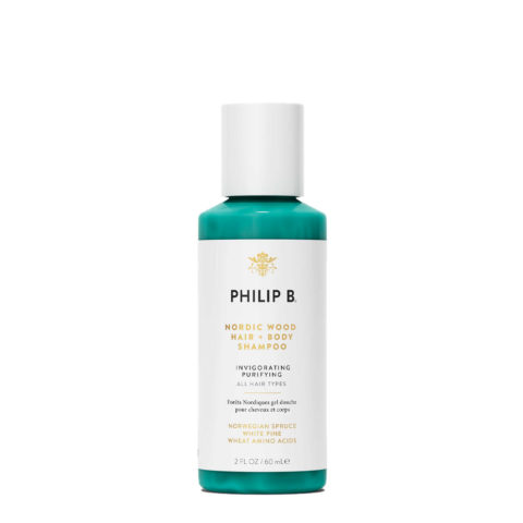Philip B Nordic Wood Hair + Body Shampoo 60ml - champú de ducha hidratante