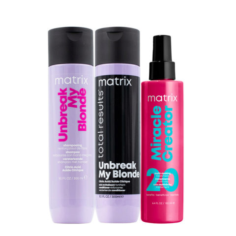 Matrix Haircare Unbreak My Blonde Shampoo 300ml Conditioner 300ml Miracle Creator 190ml