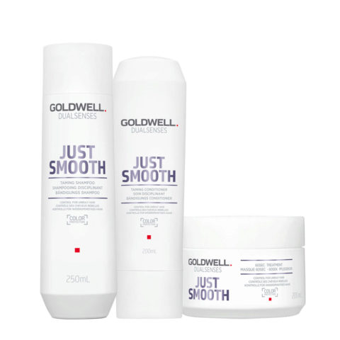 Goldwell Dualsenses Just Smooth Taming Shampoo 250ml Conditioner 200ml 60Sec Treatment 200ml