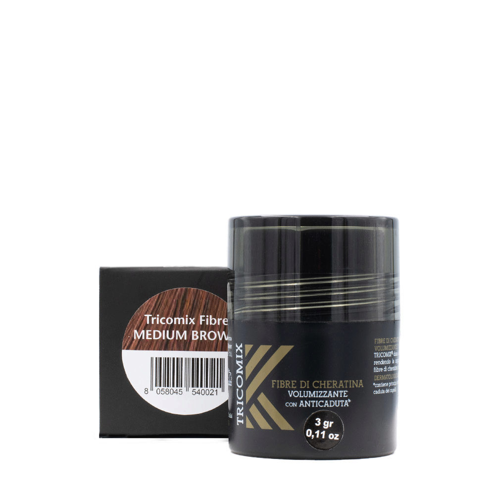 Tricomix Fibre Di Cheratina Medium Brown 3gr  - fibras de queratina voluminizadoras con acción anti-caída