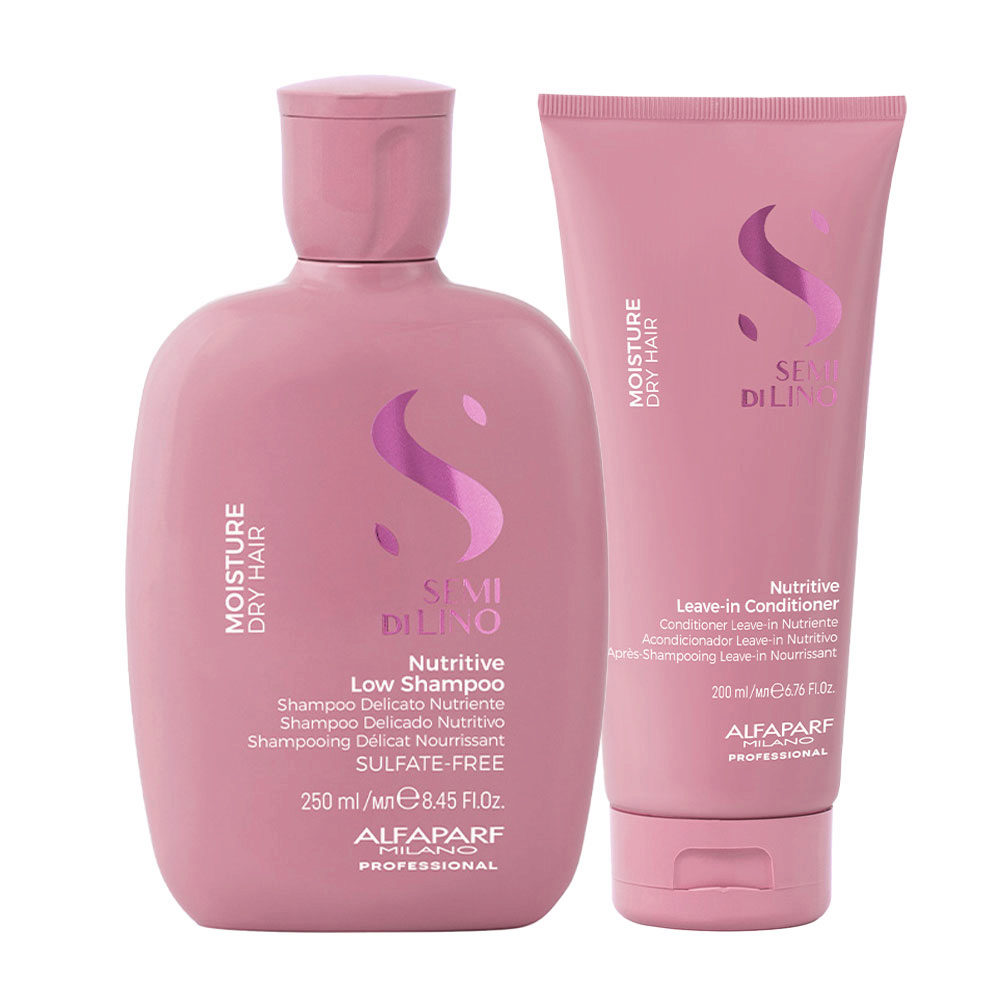 Alfaparf Milano Semi Di Lino Moisture Nutritive Low Shampoo 250ml Leave-In Conditioner 200ml