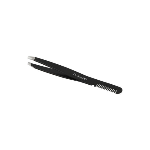 Lussoni Make Up Slant Tweezers With Comb 9.9cm - pinzas de cejas con peine