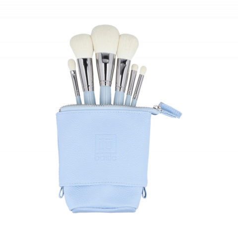 Makeup Brushes 6pz + Case Set Blue - set de brochas