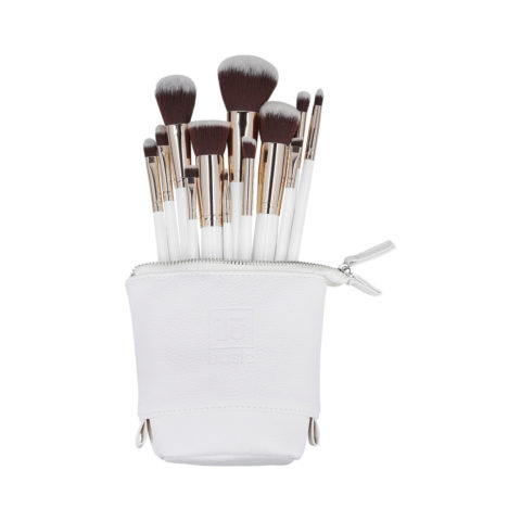 Makeup Basic Brushes 12pz + Case Set White -set de brochas
