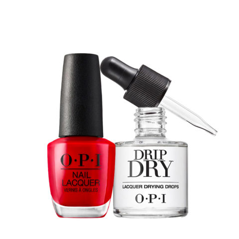 OPI Nail Lacquer NL N25 Big Apple Red 15ml  Drip Dry Lacquer Drying Drops 8ml