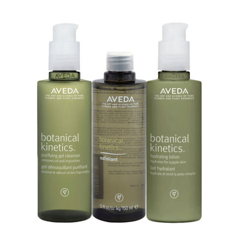 Aveda Botanical Kinetics Purifying Gel Cleanser 150ml Exfoliant 150ml Hydrating Lotion 150ml