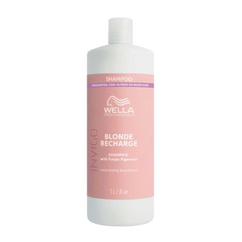 Wella Invigo Blonde Recharge Cool Neutralizing Shampoo 1000ml - champú para cabello rubio