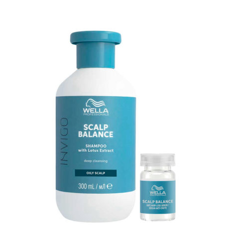 Wella Invigo Scalp Balance Pure Shampoo 300ml Anti-Hair Loss Serum 8x6ml