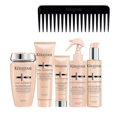 Curl Manifesto Shampoo 250ml Conditioner 250 Cream 150ml Spray 190ml Gel 150ml + peine de regalo