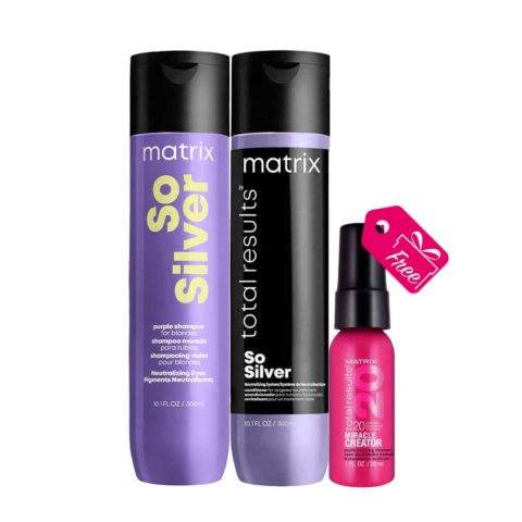 Matrix Haircare So Silver Shampoo 300ml Conditioner 300ml + Leave-In 30ml De Regalo