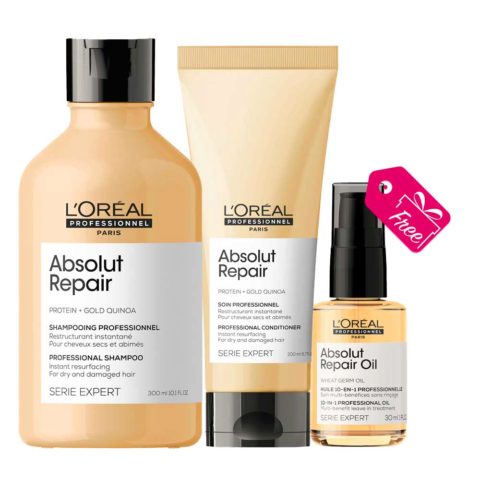 L'Oréal Professionnel Paris Absolut Repair Shampoo 300ml Conditioner 200ml + Oil 30ml De Regalo
