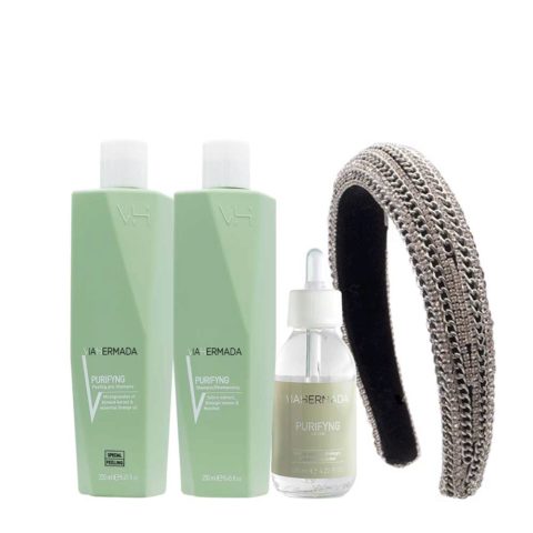 VIAHERMADA Purifyng Peeling 250ml Shampoo 250ml Lotion 125ml + Diadema Abombada de regalo