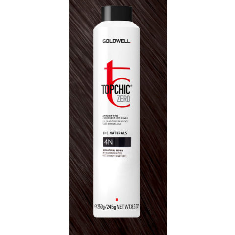 4N Topchic Zero Mid Natural Brown Can 250ml - coloración permanente sin amoniaco