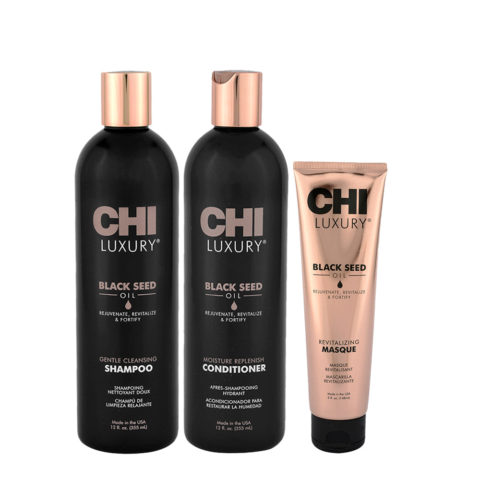 CHI Luxury Black Seed Oil  Gentle Cleansing Shampoo 355ml Conditioner 355ml Masque 147ml