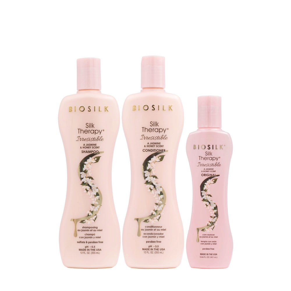 Biosilk Silk Therapy Irresistible Shampoo 355ml Conditioner 355ml Treatment 167ml