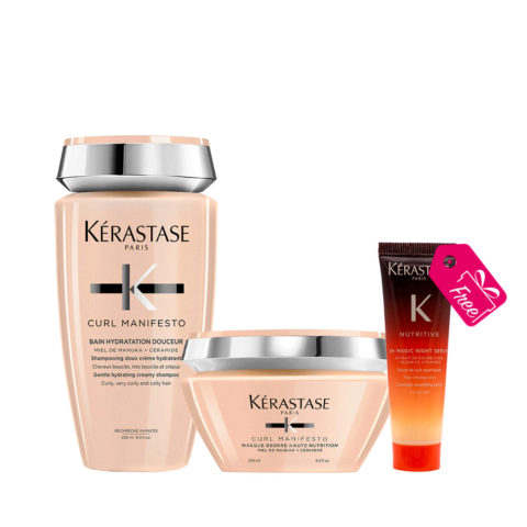 Kerastase Curl Manifesto Shampoo 250ml Mask 200ml+ GRATIS Nutritive 8H Magic Night Serum 30ml