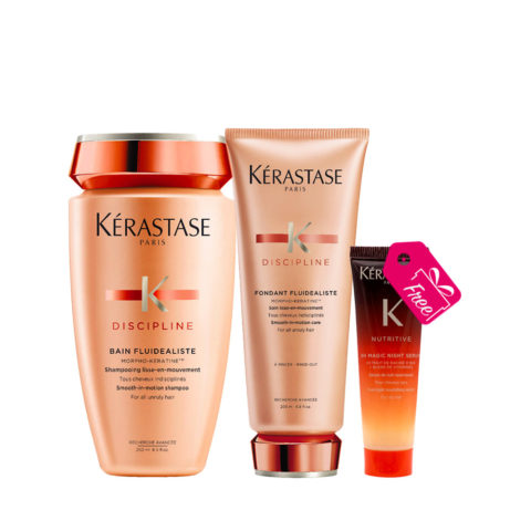 Kerastase Discipline Shampoo 250ml Conditioner 200ml + Nutritive 8H Magic Night Serum 30ml DE REGALO