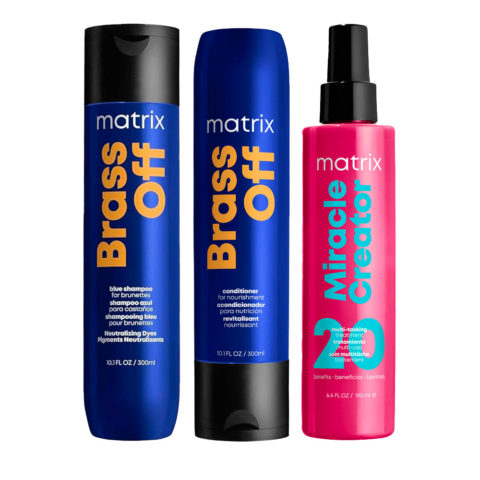 Matrix Haircare Brass Off Shampoo 300ml Conditioner 300ml Miracle Creator 190ml