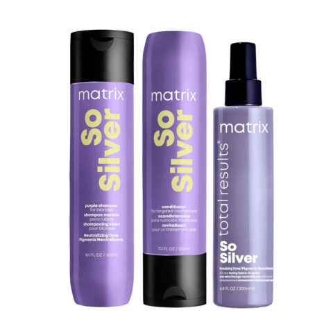 Matrix Haircare So Silver Shampoo 300ml Conditioner 300ml All in One Toning Spray 200ml