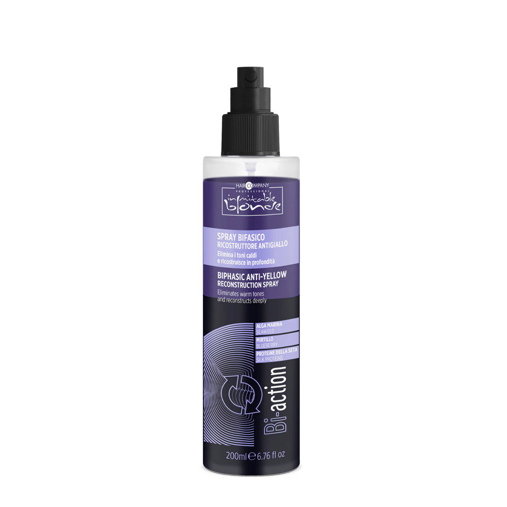 Hair Company Inimitable Blonde Biphasic Anti-Yellow Reconstruction Spray 200ml - spray reconstructor bifásico
