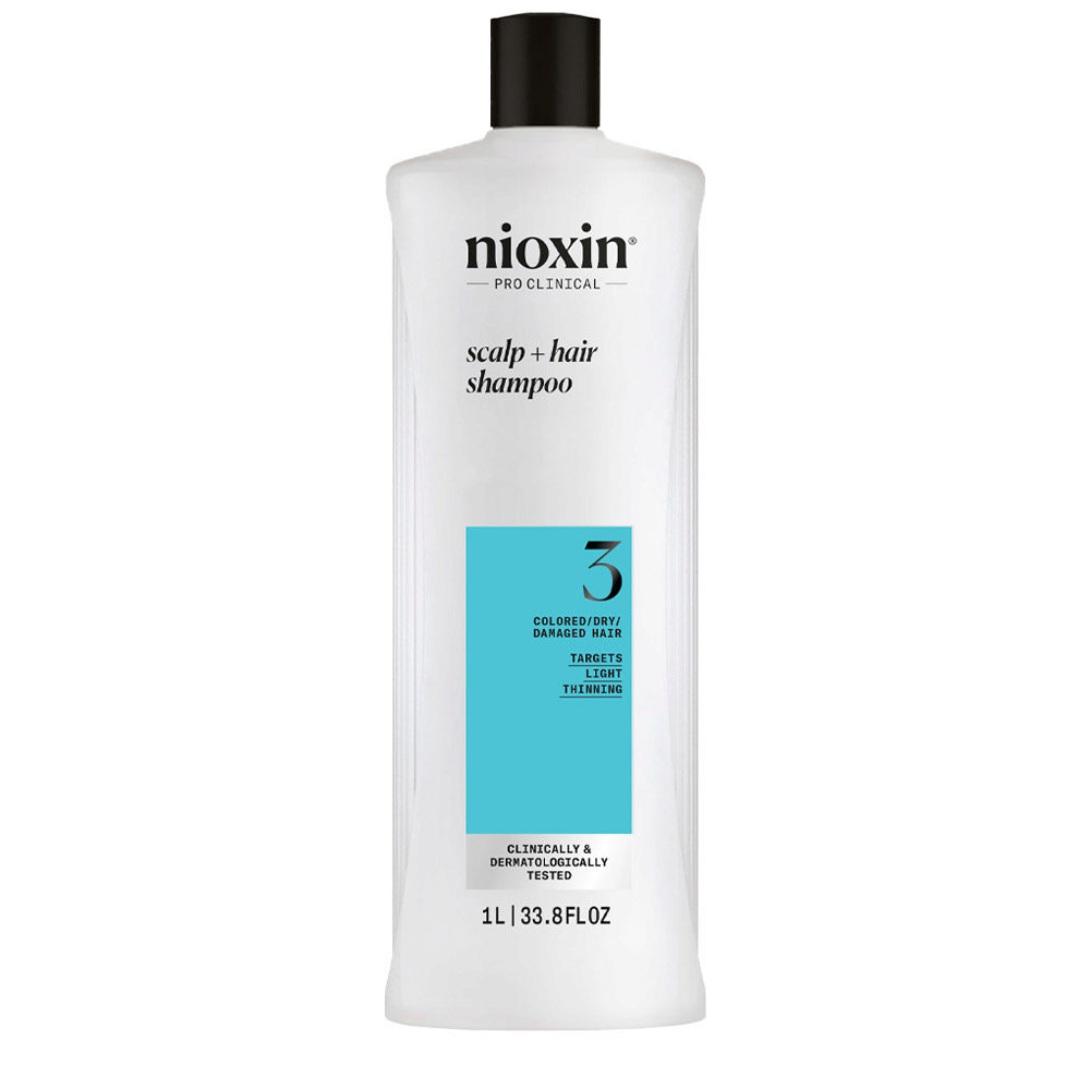 Nioxin Sistema 3 Hair + Scalp Shampoo 1000ml - champú fortificante para cabello dañado