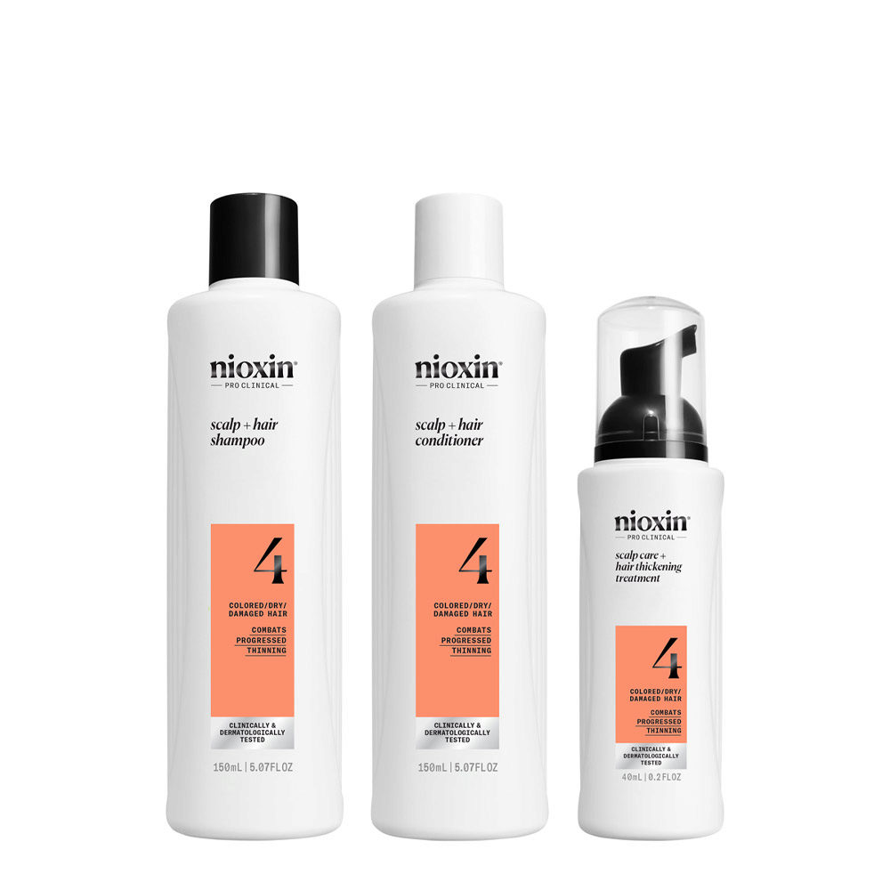 Nioxin 4 Kit Trifasico Shampoo 150ml Conditioner 150ml Treatment 40ml - kit adelgazamiento avanzado