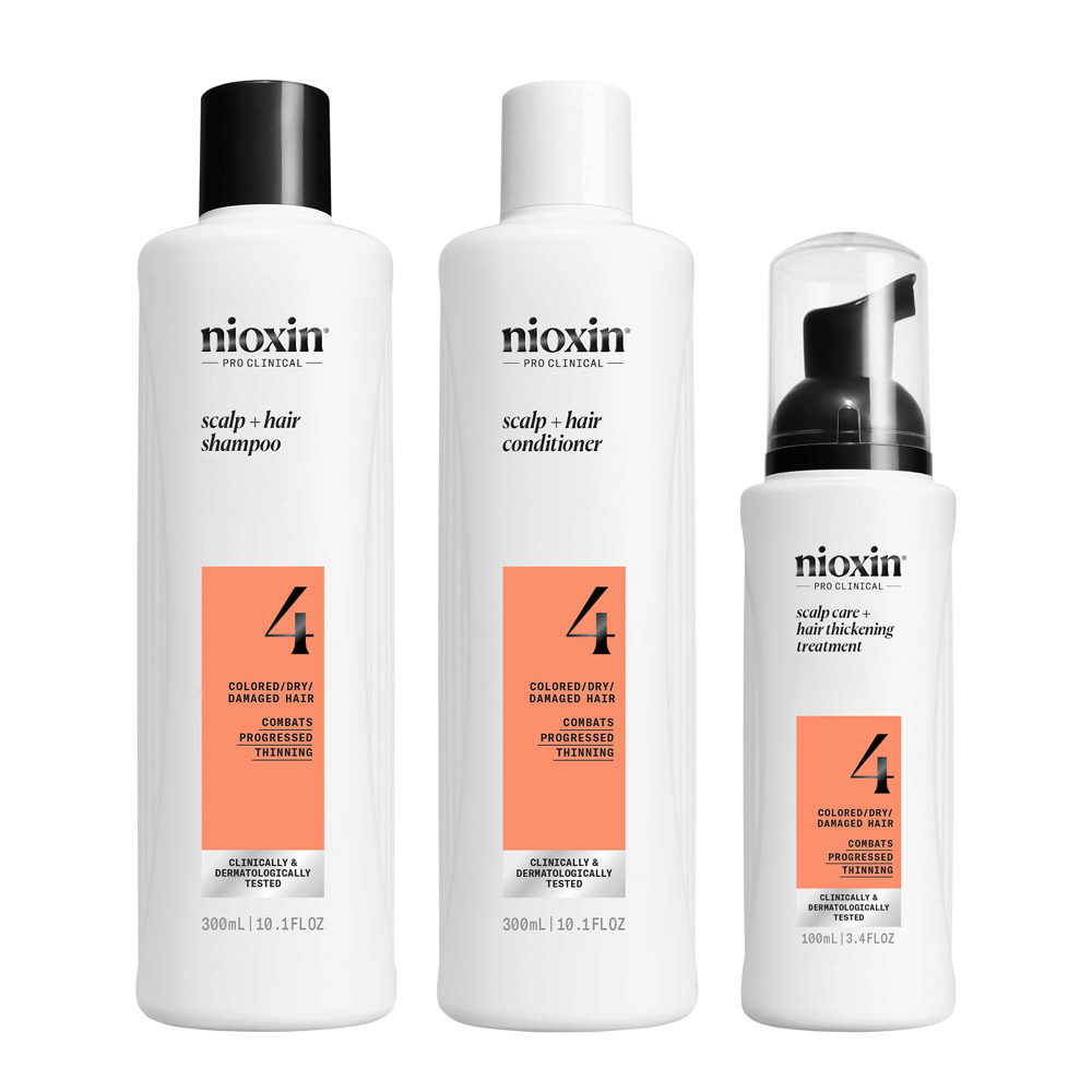 Nioxin Sistema 4 Kit Trifasico Shampoo 300ml Conditioner 300ml Treatment 100ml - kit adelgazamiento avanzado