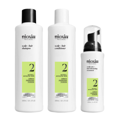 Sistema 2 Kit Trifasico Shampoo 300ml Conditioner 300ml Treatment 100ml - kit adelgazamiento avanzado
