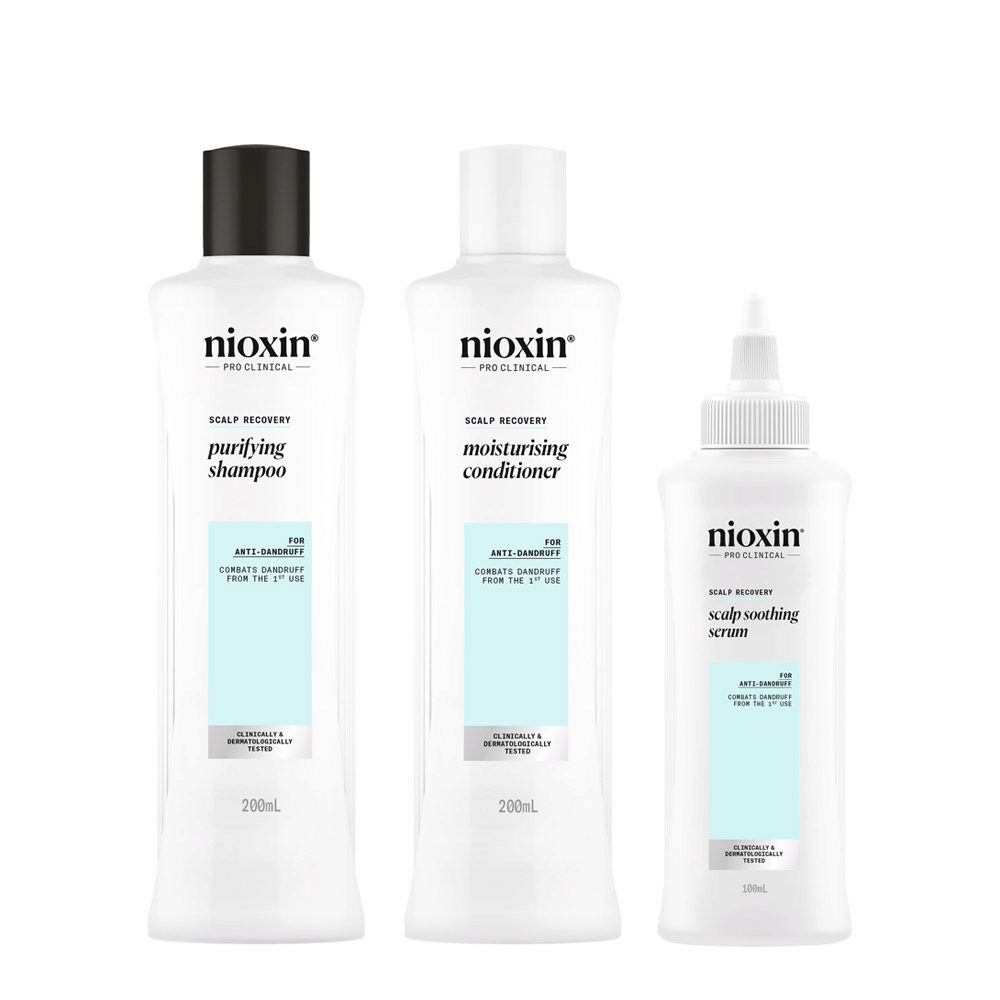 Nioxin Scalp Recovery Kit Trifasico Shampoo 200ml Conditioner 200ml Serum 100ml - kit anticaspa
