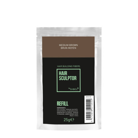 Sibel Hair Sculptor Hair Building Fibers Medium Brown Refill 25gr - recarga fibras capilares densificadoras