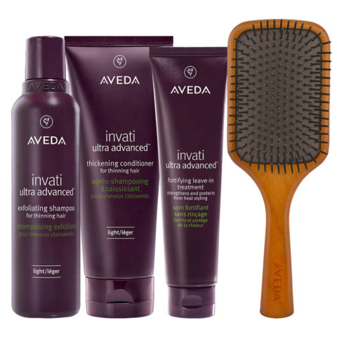 Invati Ultra Advanced Exfoliating Shampoo Rich 200ml Conditioner Rich 200ml Treatment 100ml + Paddle Brush