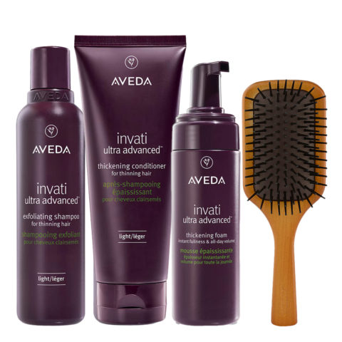 Invati Ultra Advanced Exfoliating Shampoo Light 200ml Conditioner Light 200ml Foam 150ml + Mini Paddle Brush