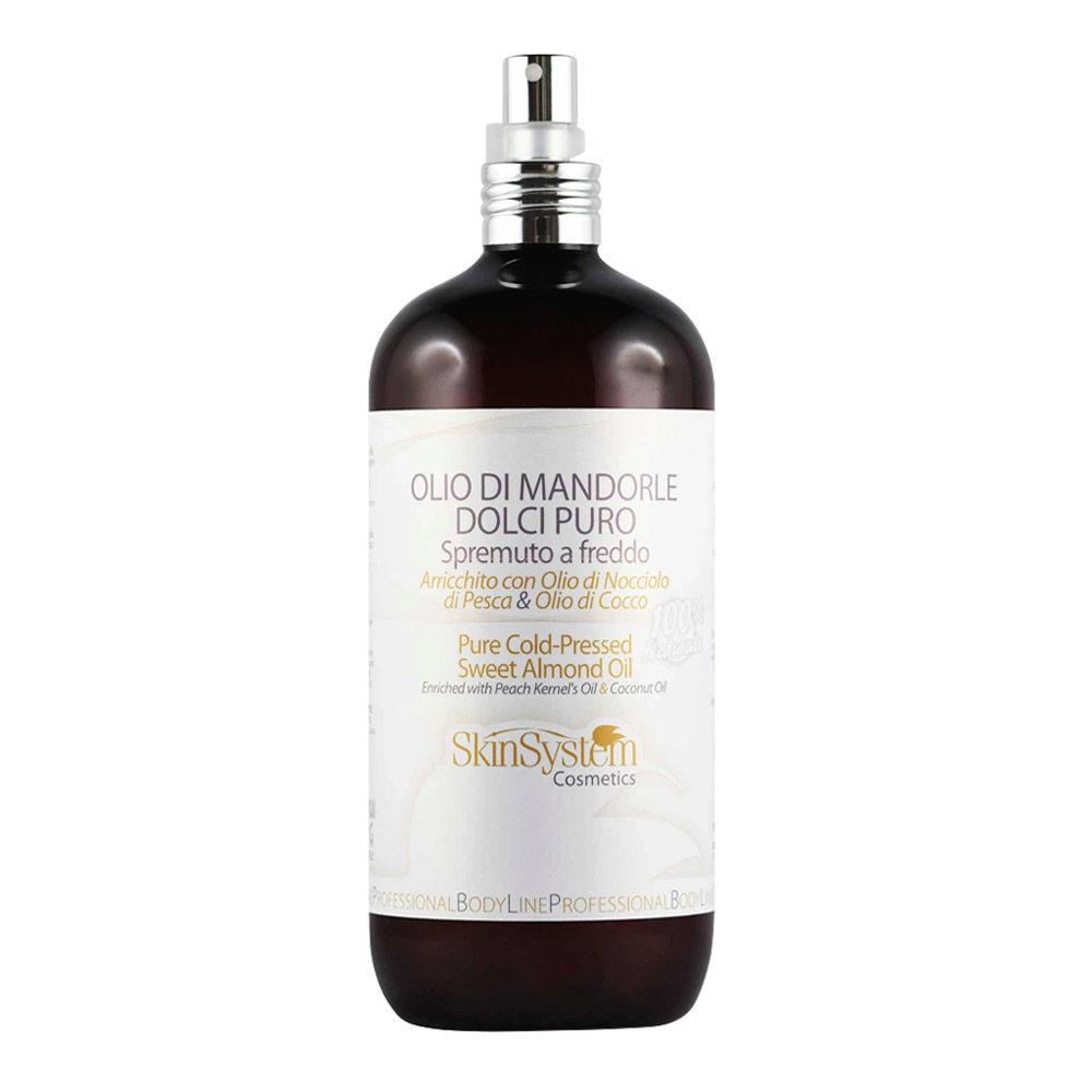SkinSystem Pure Cold-Pressed Sweet Almond Oil 500ml - aceite puro de almendras dulces con aceites de melocotón y coco