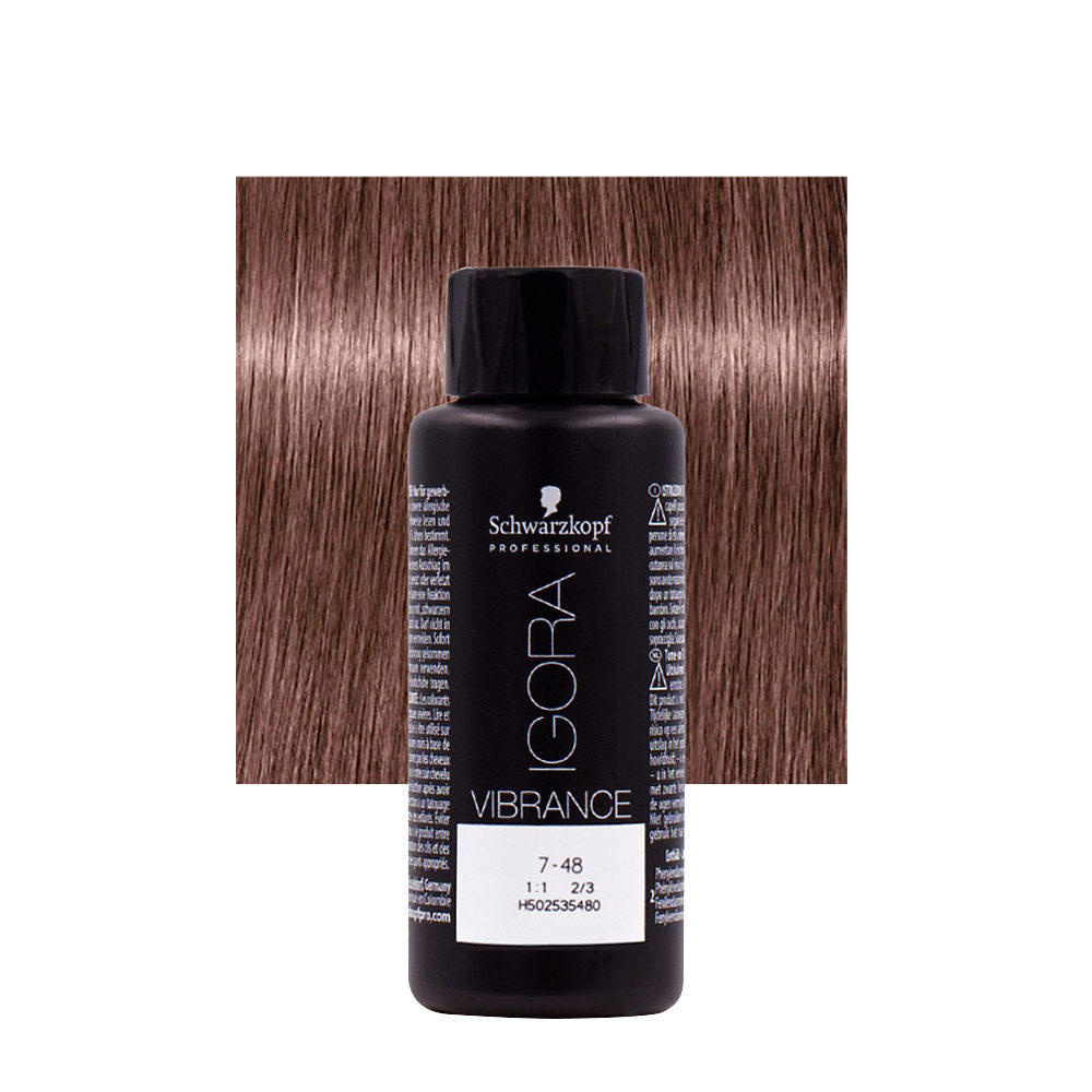 Schwarzkopf Igora Vibrance 7-48 Rubio Medio Beige Rojo 60ml - coloración tono sobre tono