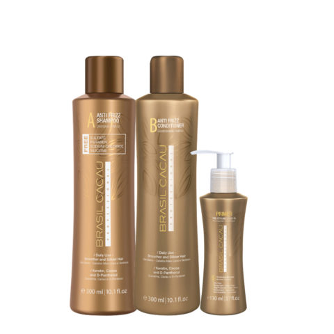 Brasil Cacau Anti Frizz Shampoo 300ml Conditioner 300ml Primer 110ml