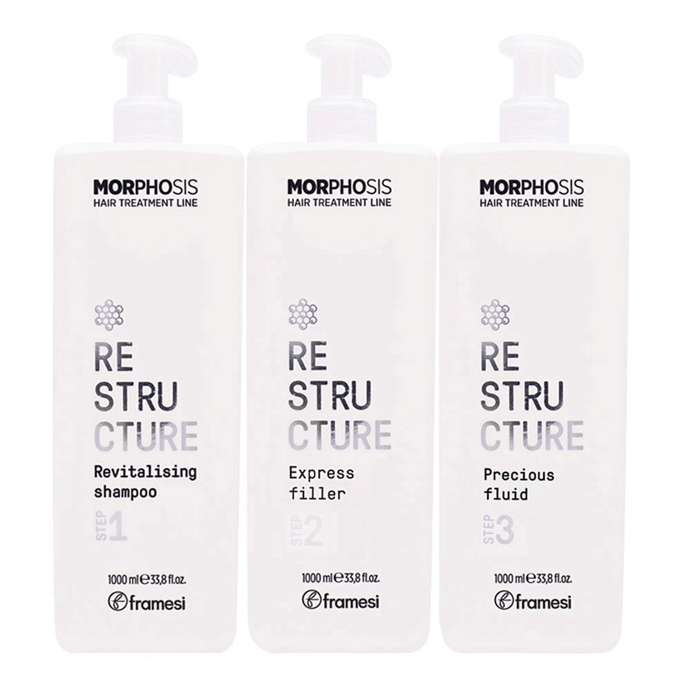 Framesi Morphosis Restructure Revitalizing Shampoo Step 1 1000ml + Express Filler Step 2 1000ml + Fluid Step 3 1000ml